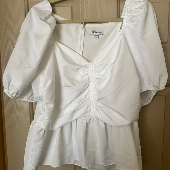 Express Tops - Express Elegant White Ruched Blouse